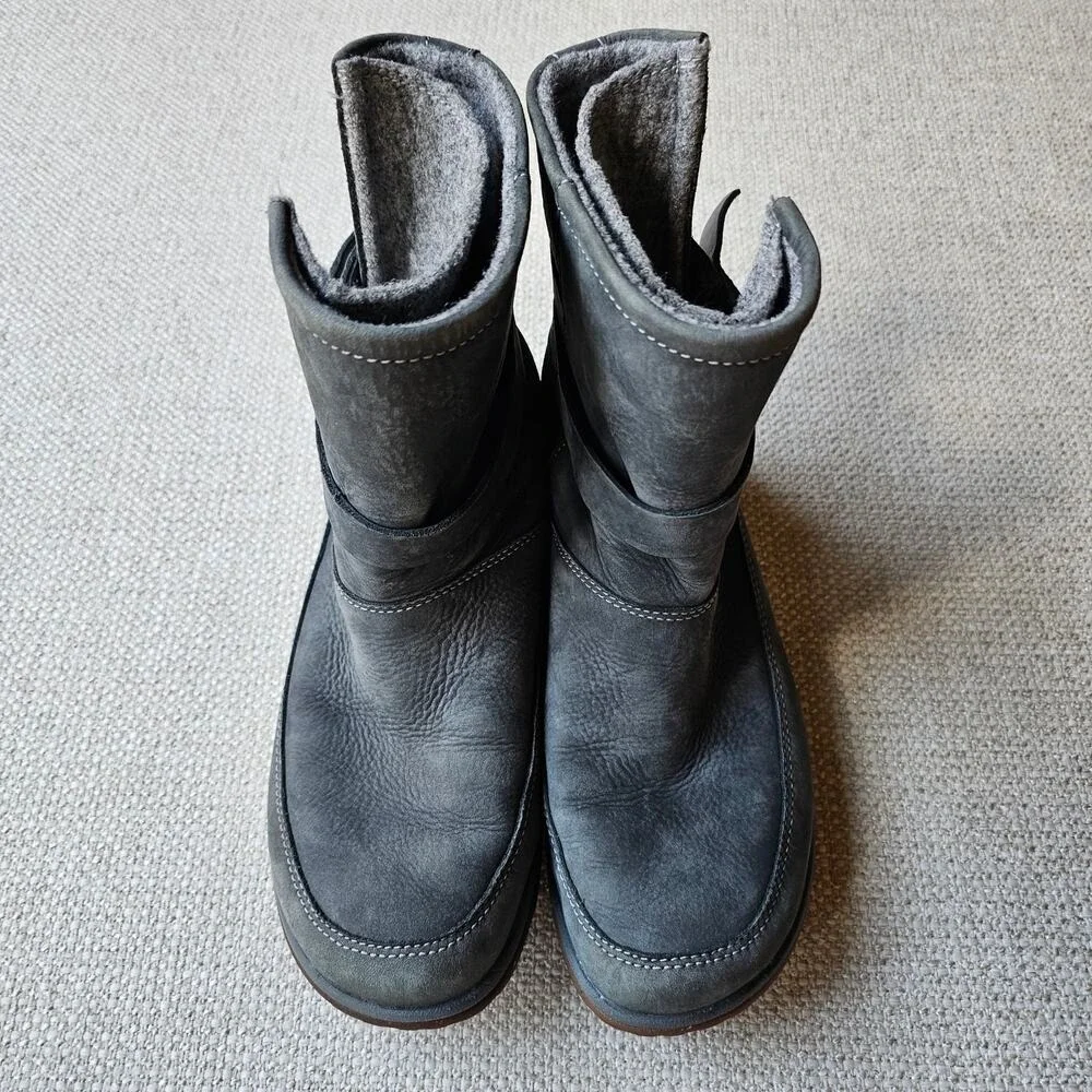 Chaco Hopi Grey Leather Felt Winter Comfy Boots Size 9